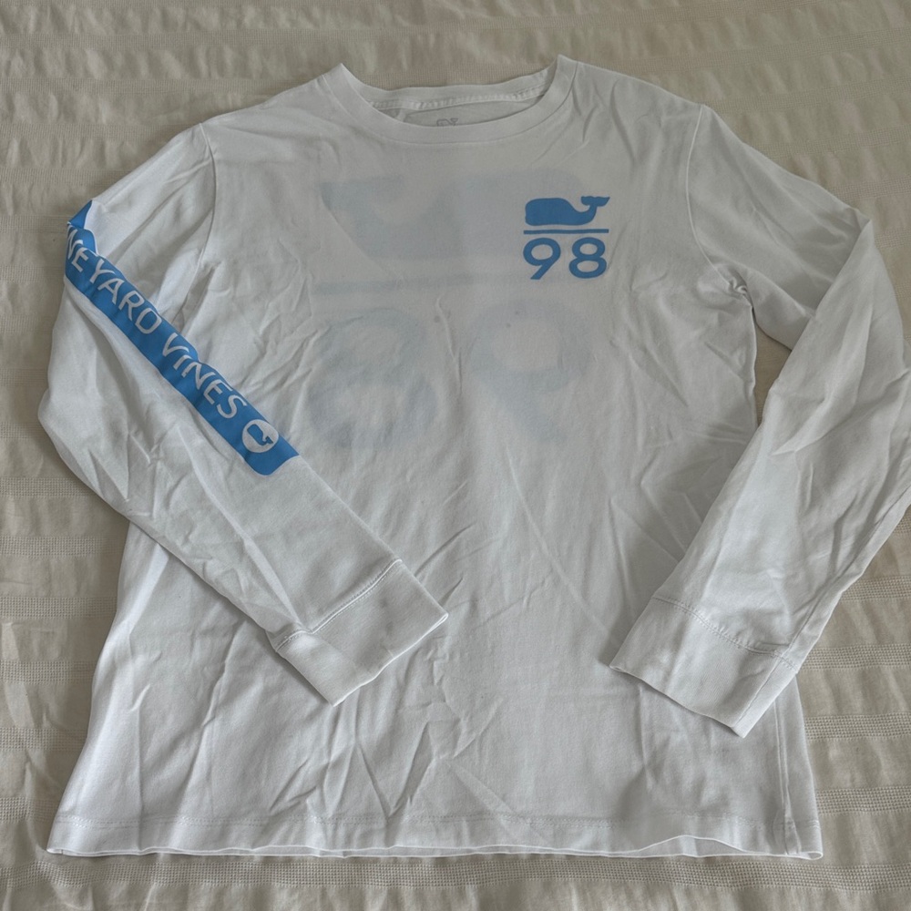 Vineyard Vines White Shirt with Blue Logo
